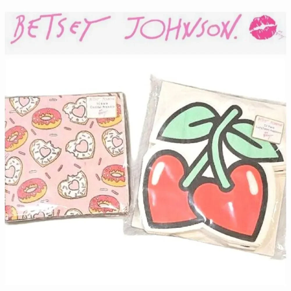 Betsey Johnson‎ Heart Cherries & Donuts Napkin Set